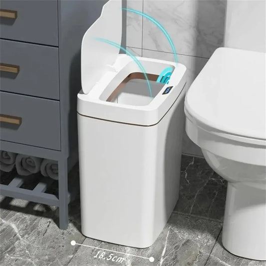 Smart Trash Can Automatic Bagging Electronic Trash Can White Touchless Narrow Smart Sensor Garbage Bin Smart Home 15L
